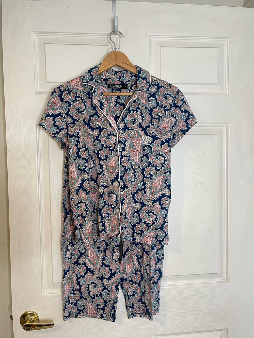 Ralph Lauren Navy Paisley Short-Sleeve Pajama Set